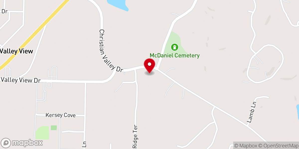 Map showing location of Valleyridge Baptist Church