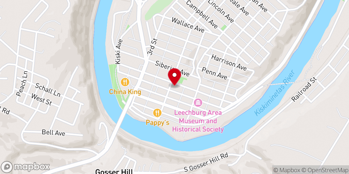 Map showing location of Hebron Evangelical Lutheran Church, ELCA