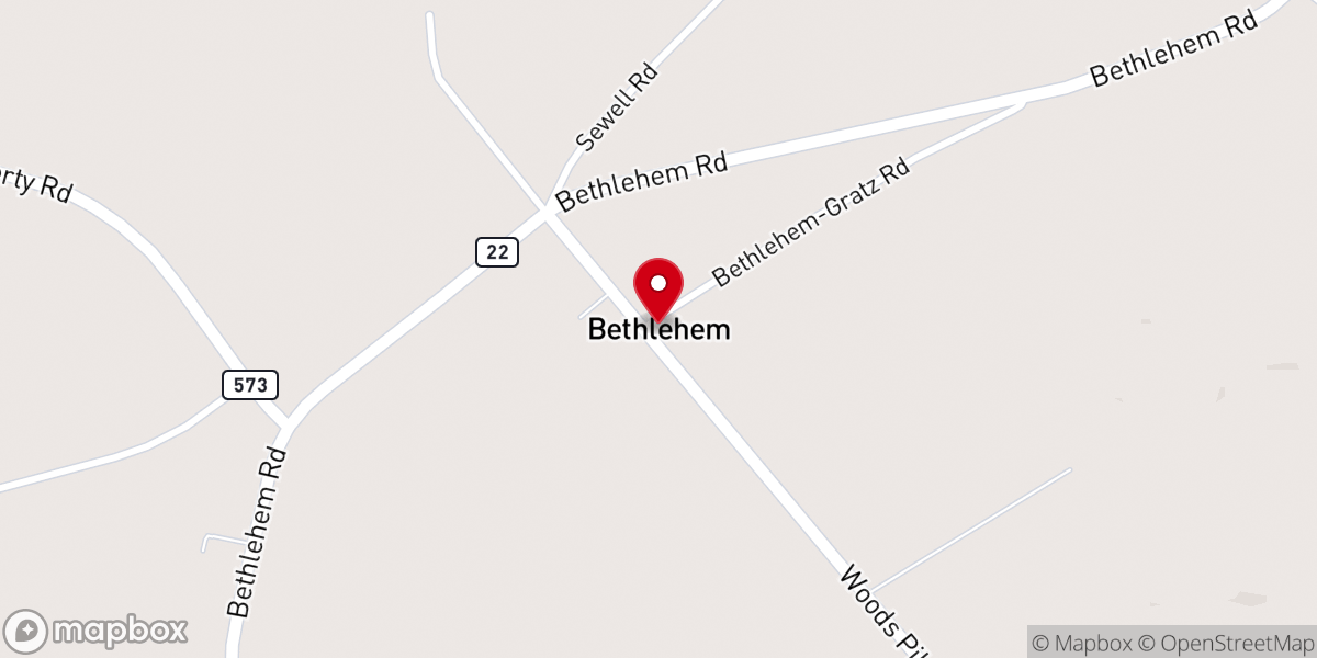 Map showing location of Bethlehem Missionary Baptist Church
