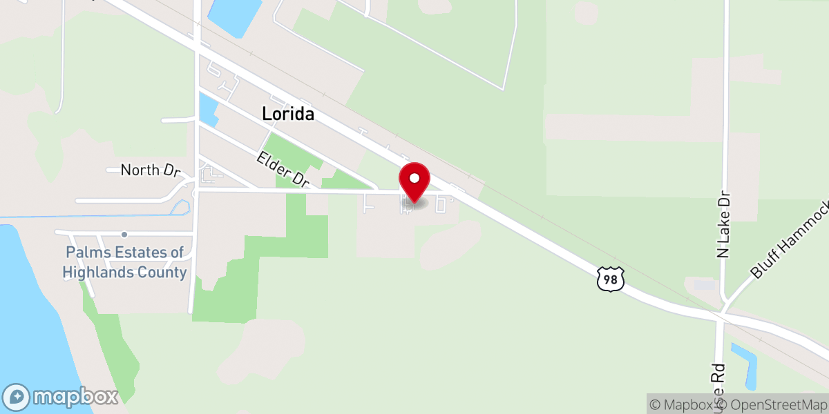 Map showing location of Lorida First Baptist Church