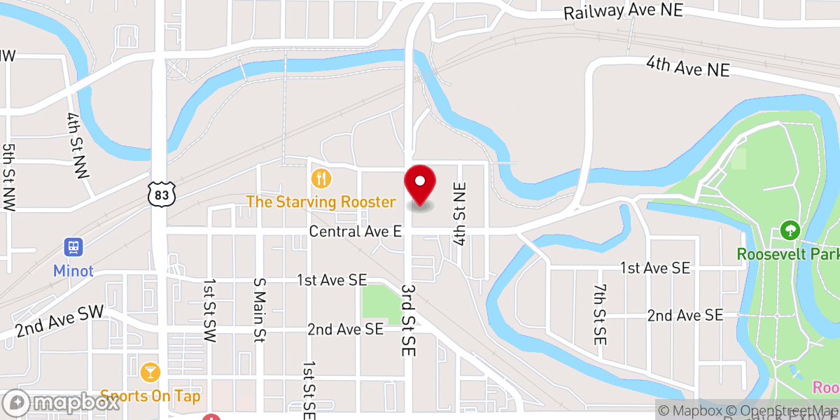 Map showing location of Minot Assembly of Believers