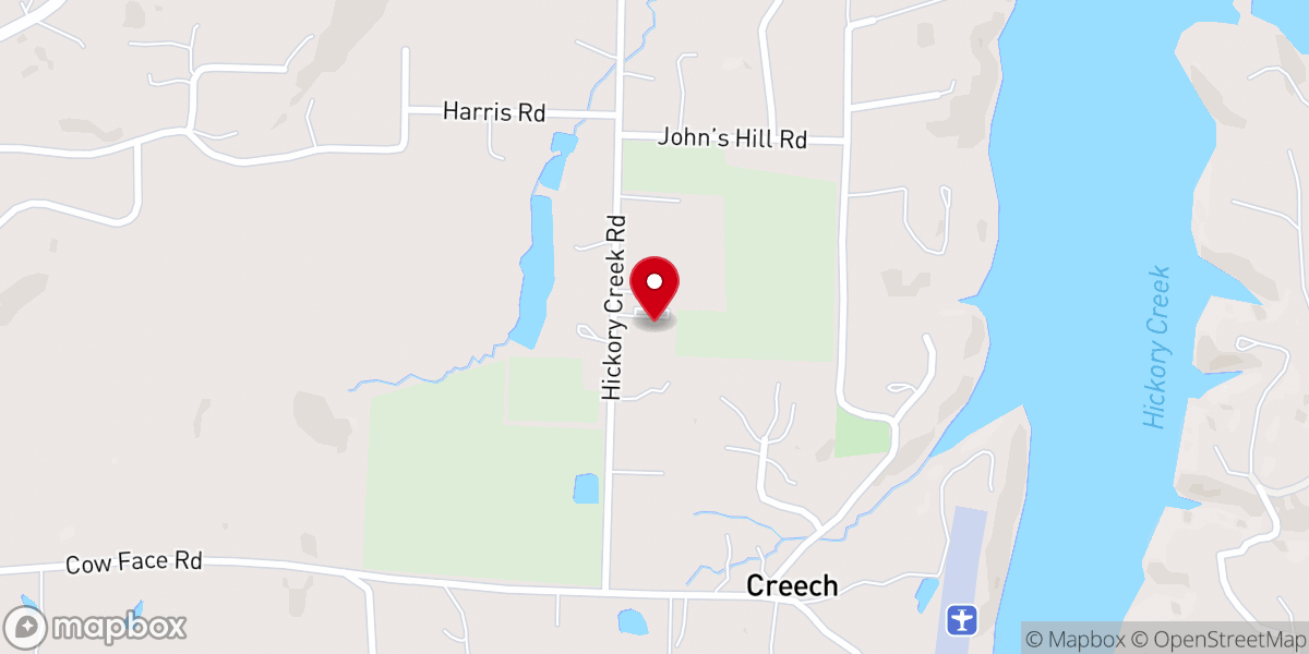 Map showing location of New Hickory Creek Baptist Church
