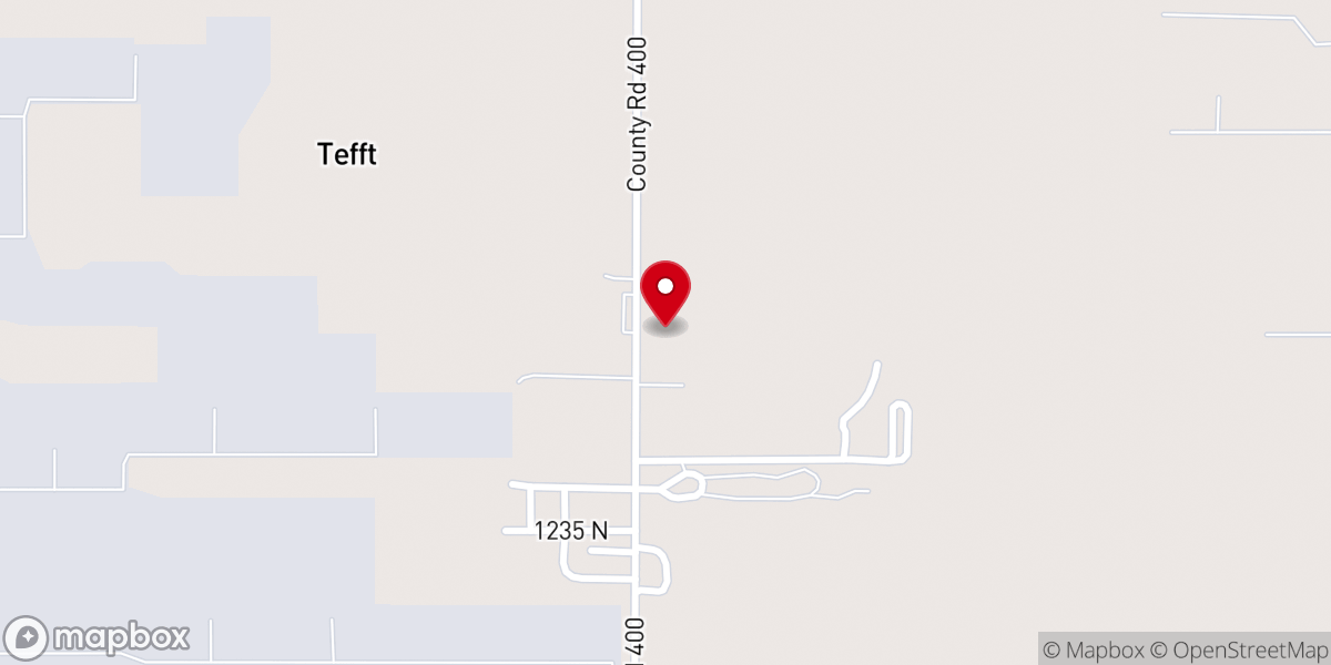 Map showing location of Tefft United Methodist Church