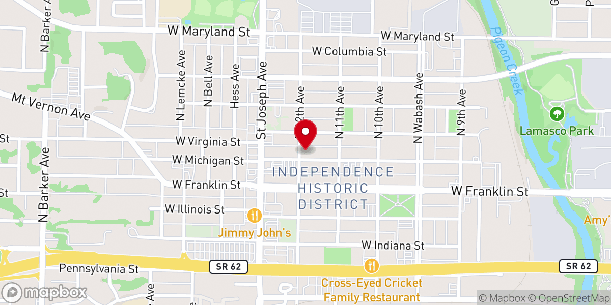 Map showing location of New Covenant Church Evansville