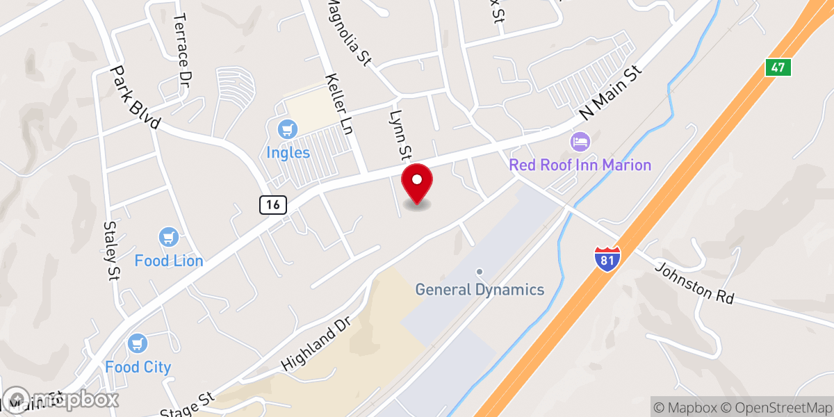 Map showing location of Marion Baptist