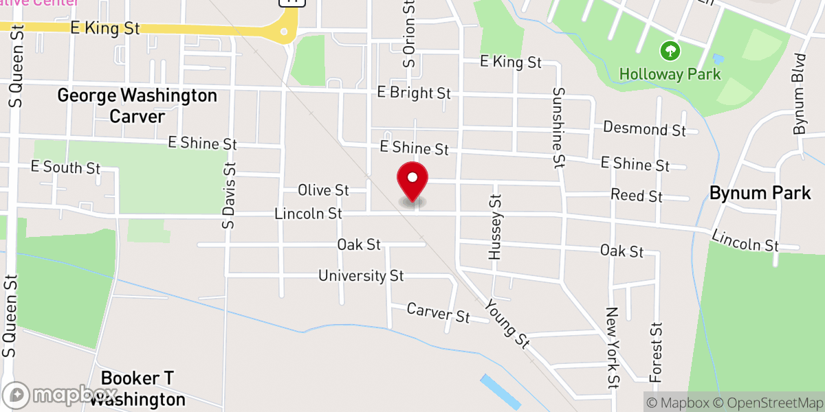 Map showing location of Antioch Free Will Baptist Church