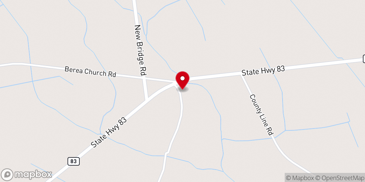 Map showing location of Reedy Branch Church