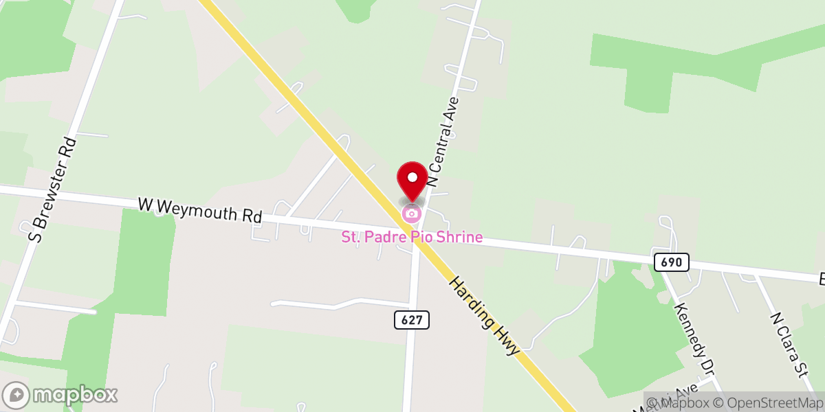 Map showing location of St. Padre Pio Shrine