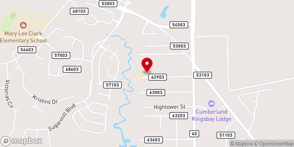 Map showing location of New Hope Baptist Church