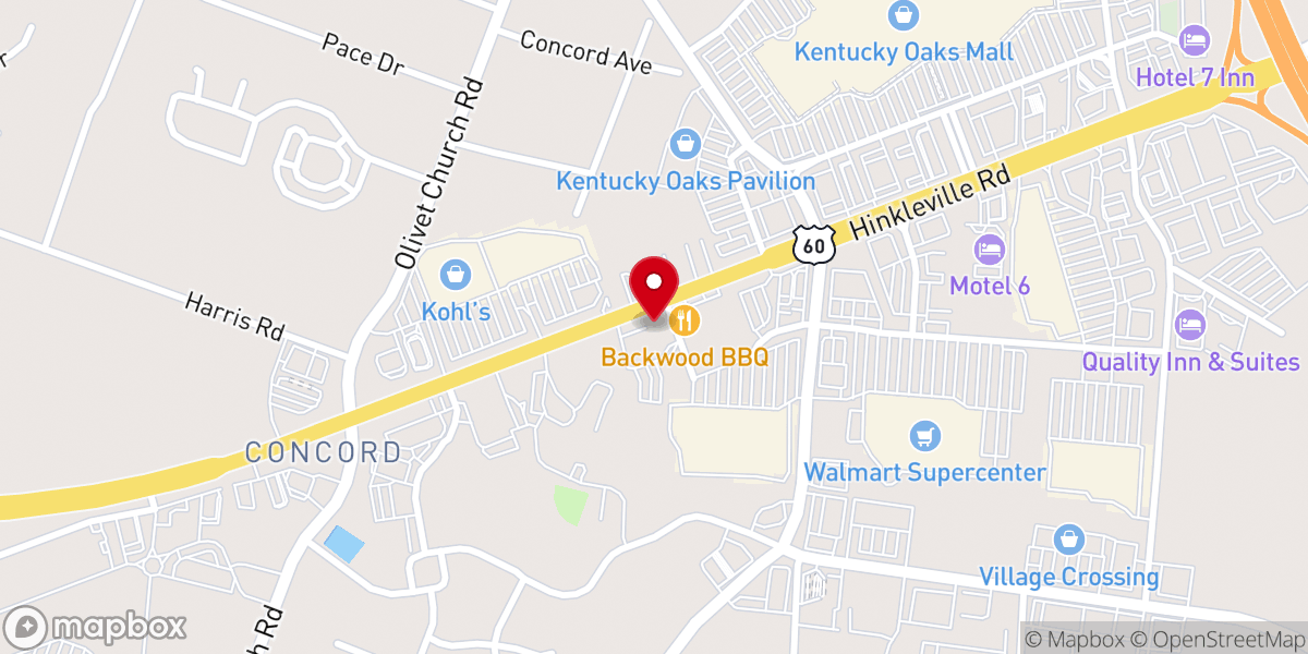 Map showing location of Concord United Methodist Church