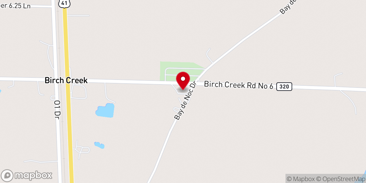 Map showing location of Holy Redeemer Catholic Church, Menominee