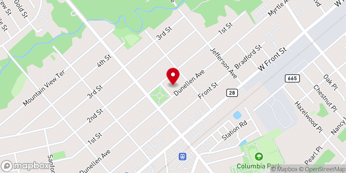 Map showing location of First Presbyterian Church of Dunellen