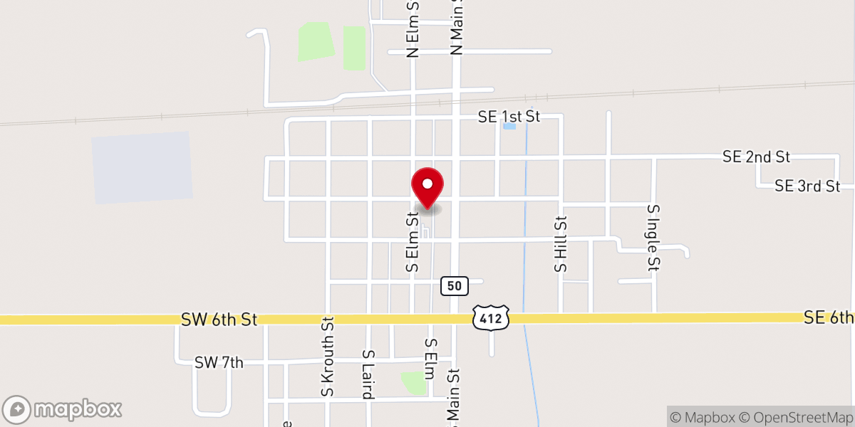 Map showing location of United Methodist Church
