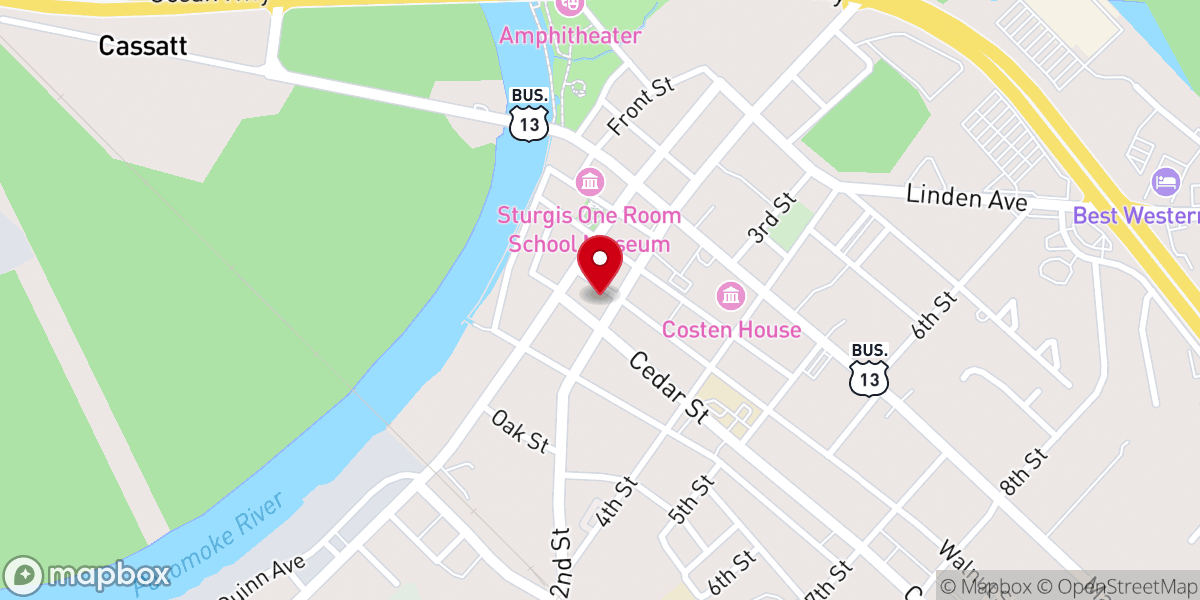 Map showing location of Salem Church