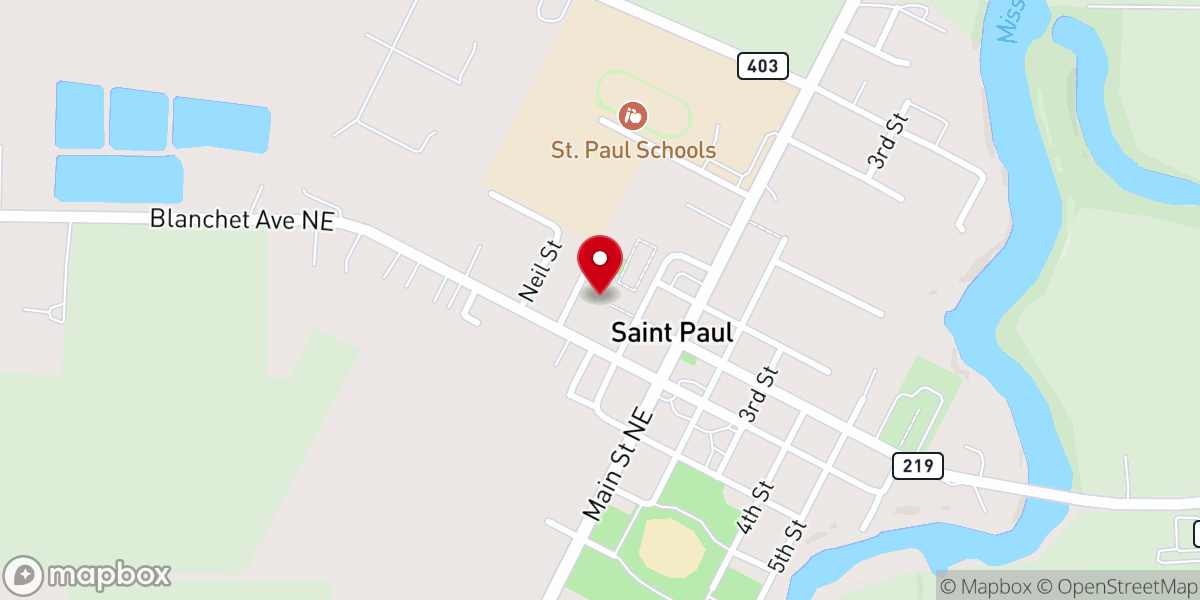 Map showing location of Saint Paul Catholic Church