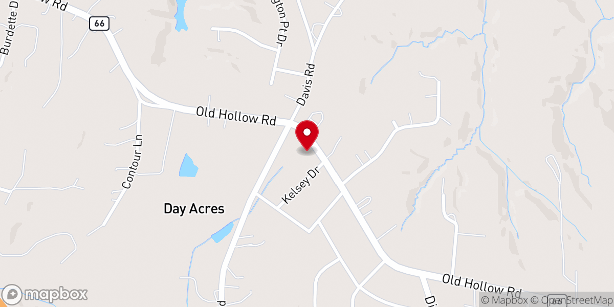Map showing location of Hollow Road Baptist Church