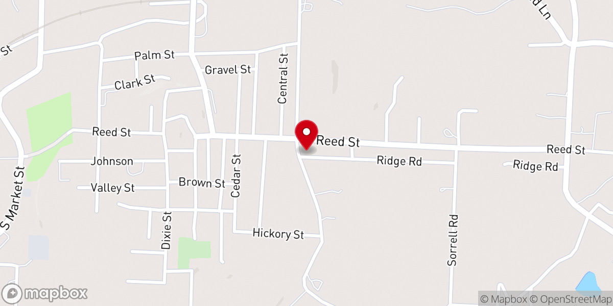 Map showing location of Ridgecrest Baptist Church