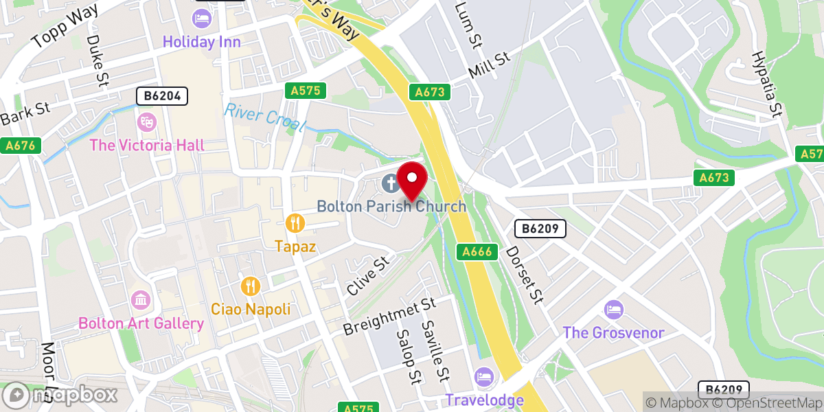 Map showing location of Bolton Parish Church Hall