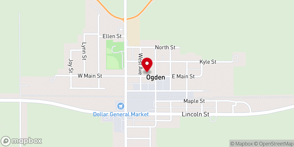 Map showing location of Ogden United Methodist Church