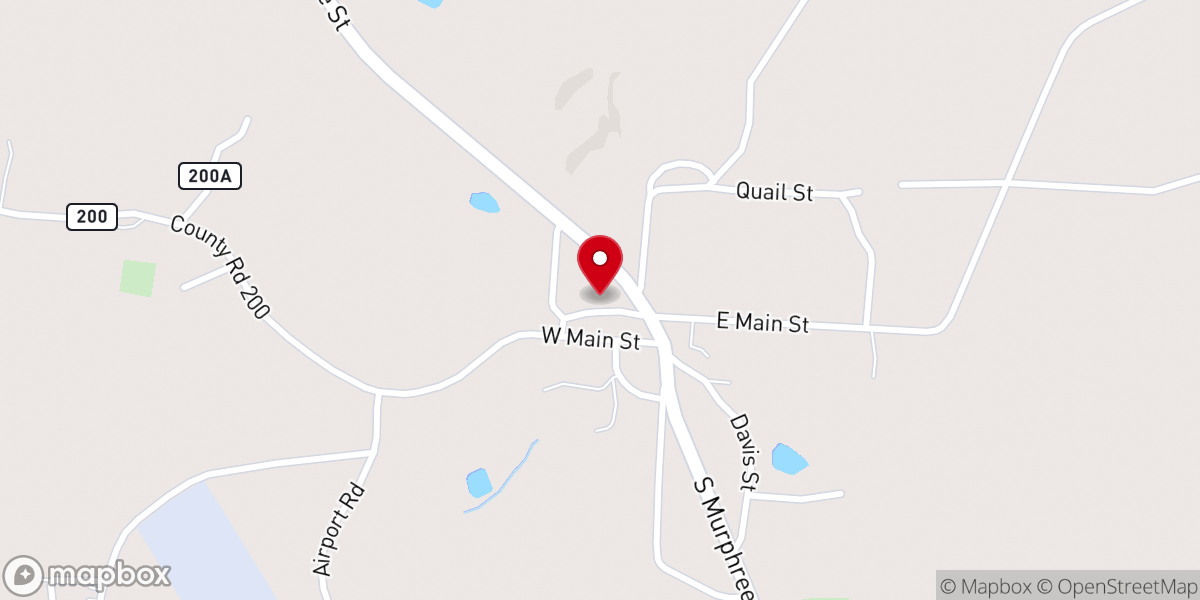 Map showing location of Pittsboro First Baptist Church
