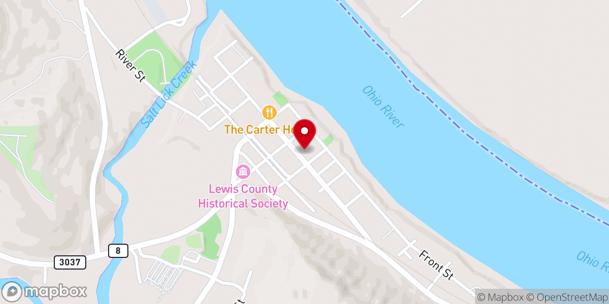 Map showing location of Vanceburg United Methodist Church