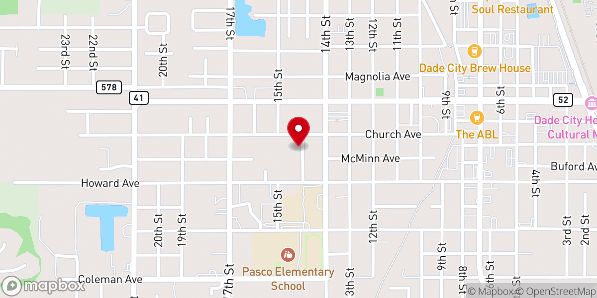 Map showing location of First Presbyterian Church
