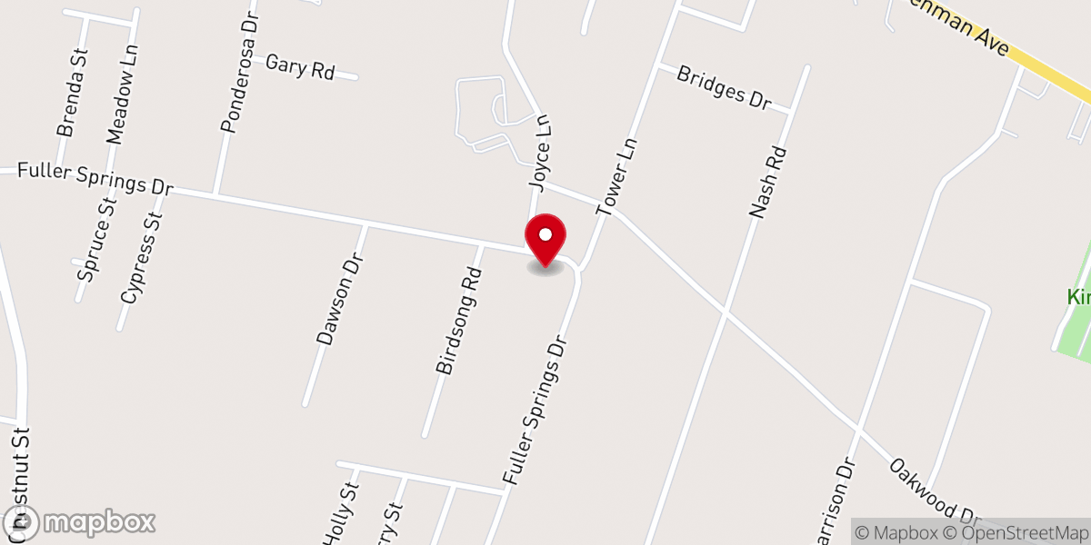 Map showing location of Lufkin Family Worship Center