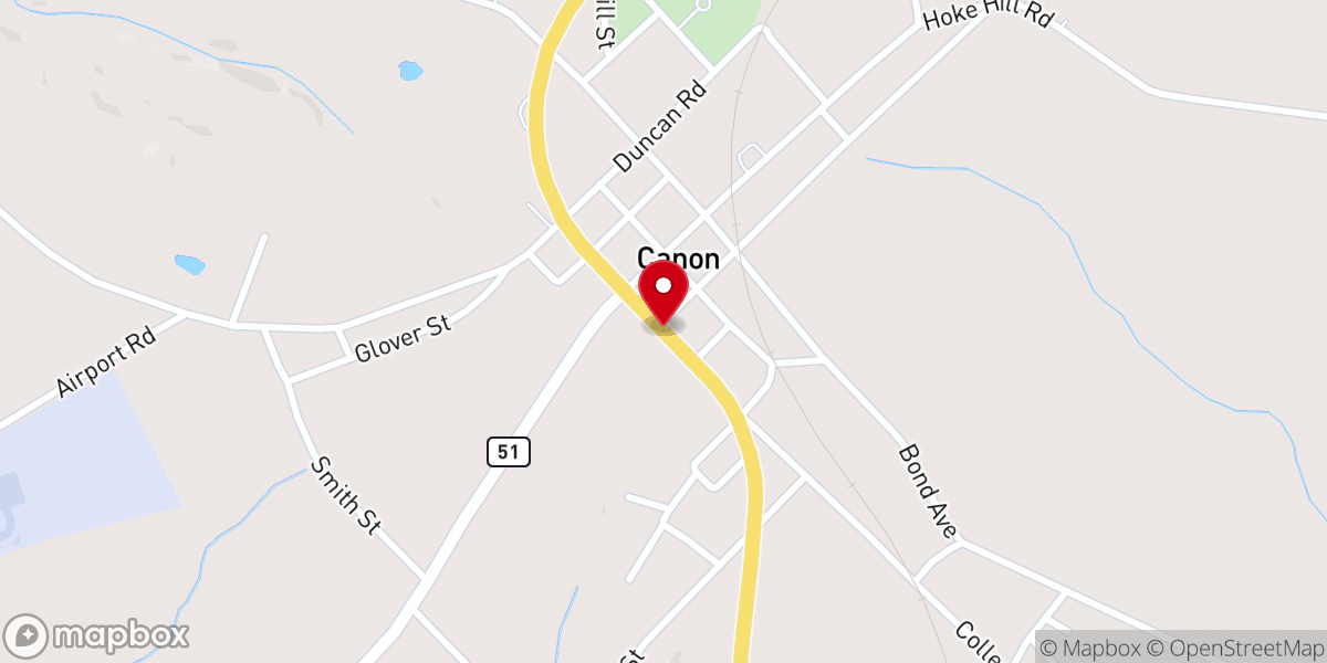 Map showing location of Canon United Methodist Church