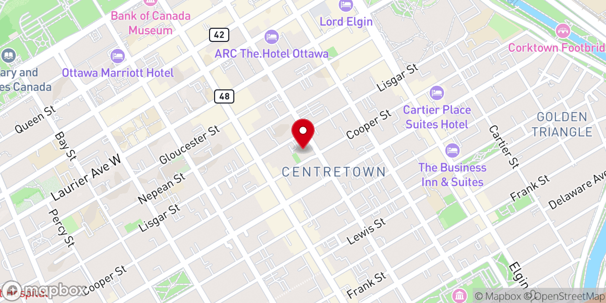 Map showing location of Dominion-Chalmers United Church