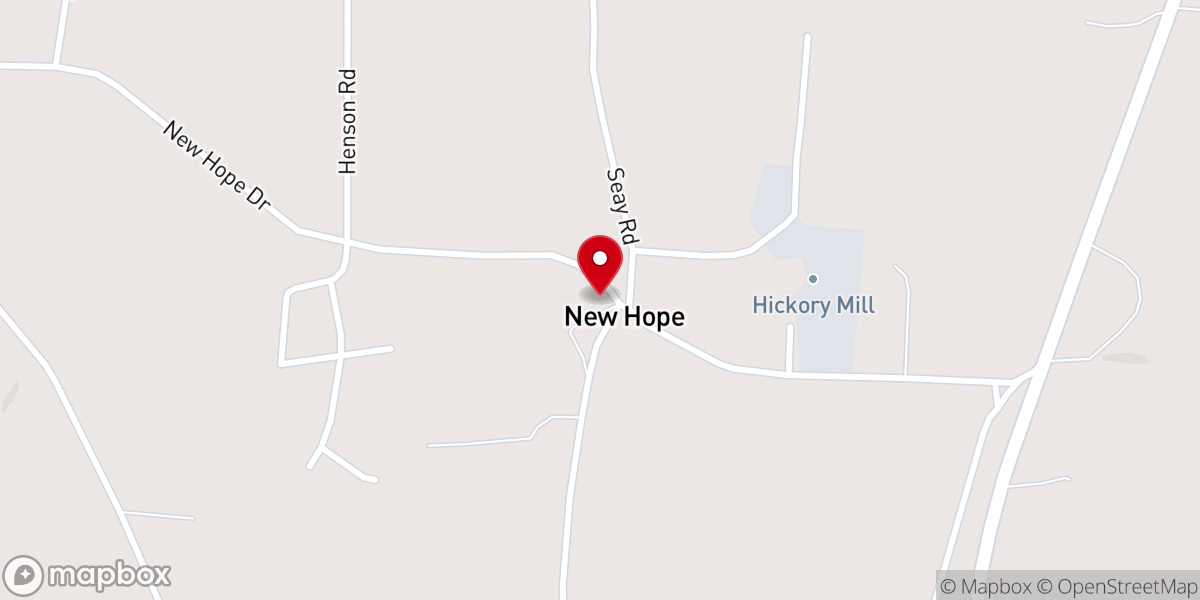 Map showing location of New Hope church