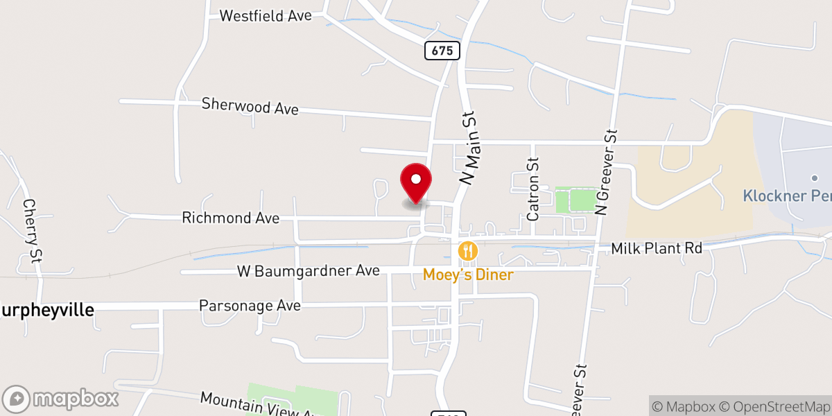 Map showing location of Asbury Church