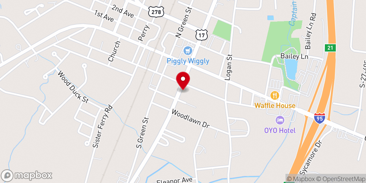 Map showing location of One Spirit Holiness Church