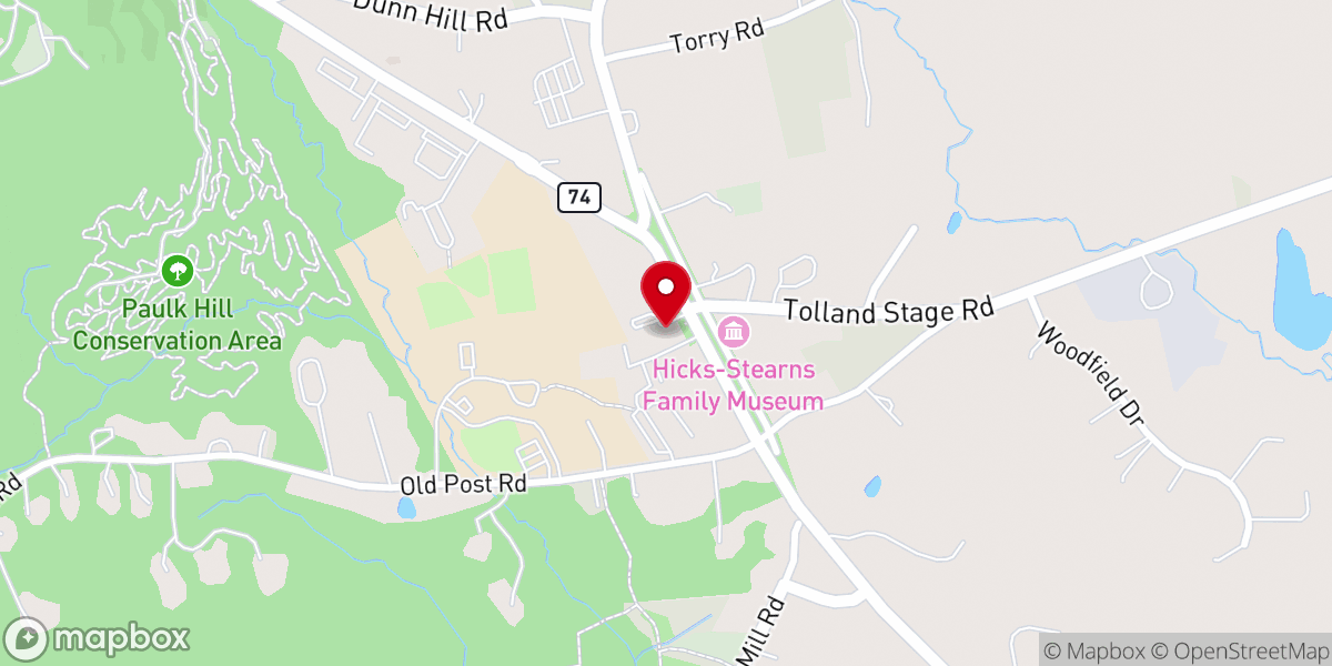 Map showing location of United Congregational Church of Tolland