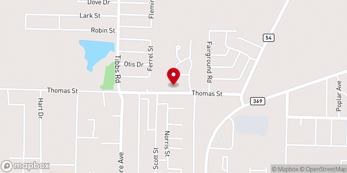 Map showing location of New Life Tabernacle Church