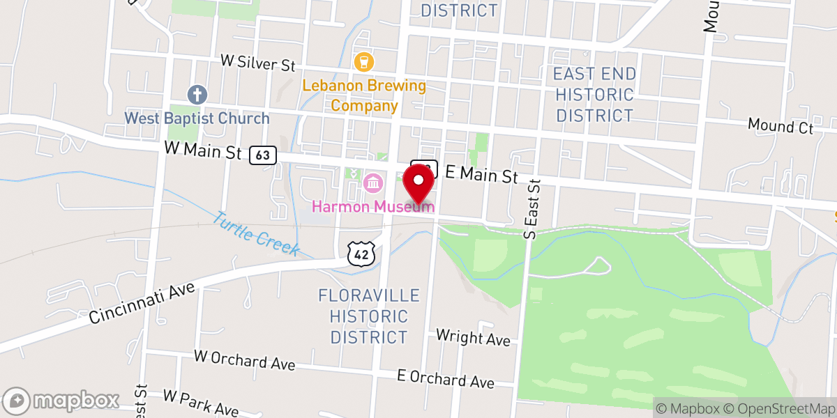Map showing location of Lebanon Mason Monroe Railroad