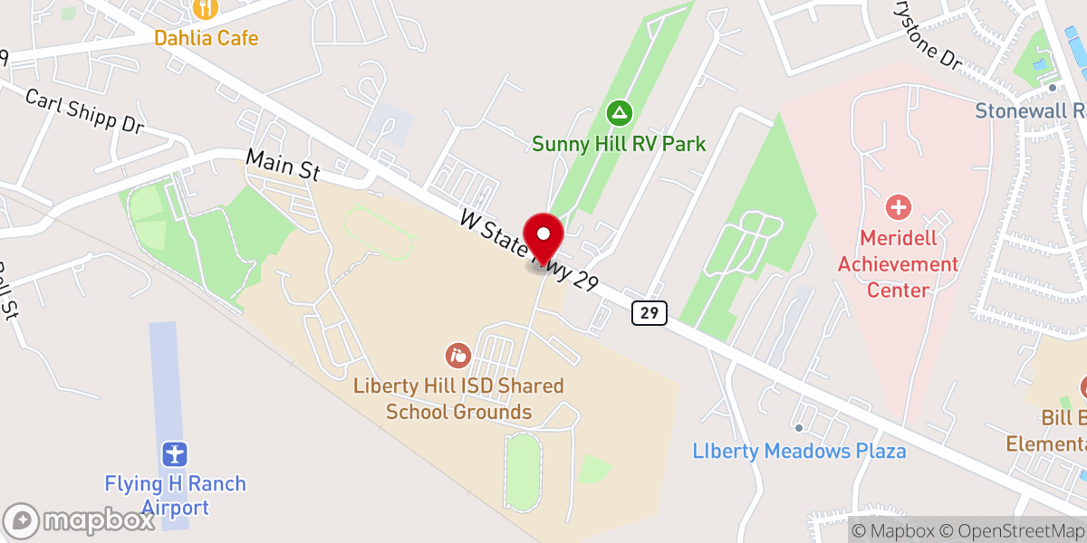 Map showing location of Celebration Church Leander/Liberty Hill
