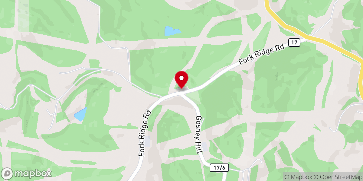 Map showing location of Fork Ridge Baptist Church