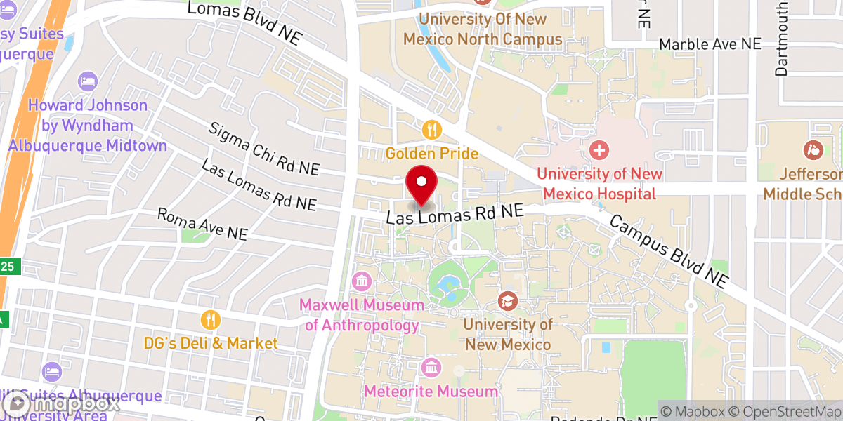 Map showing location of Thomas Aquinas Newman Center