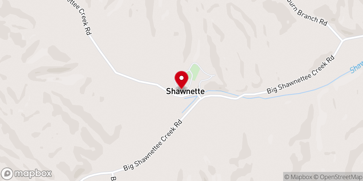 Map showing location of Shawnettee Church