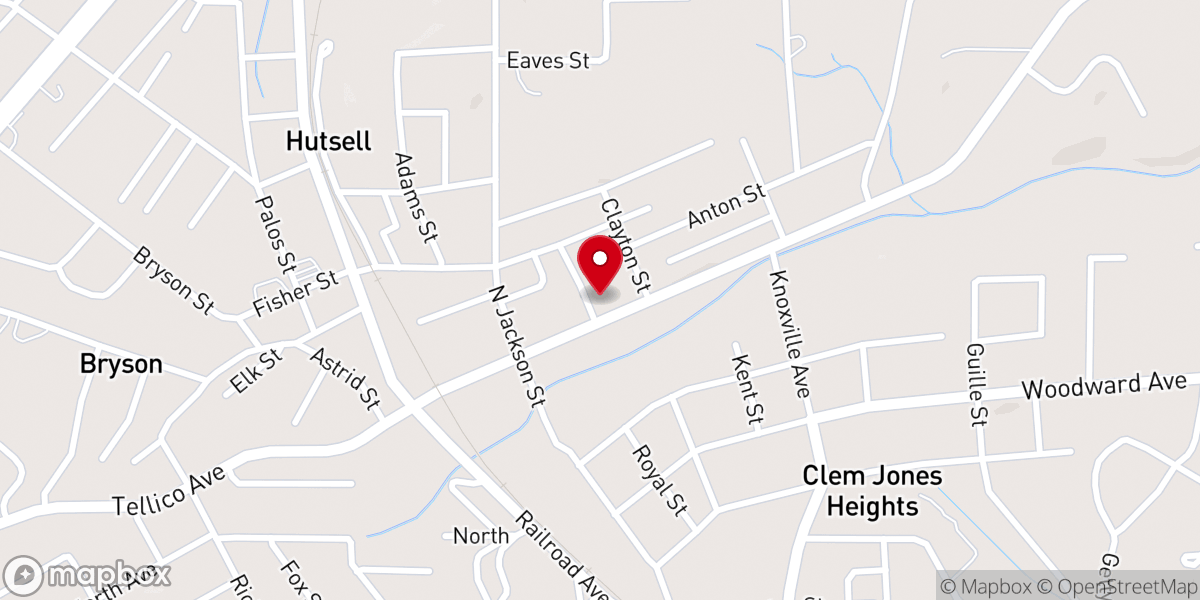 Map showing location of North Athens Baptist Church