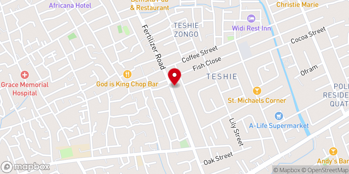 Map showing location of Global Evangelical Church, Victory Chapel Teshie