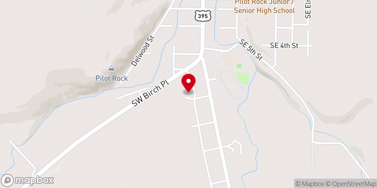 Map showing location of Pilot Rock Nazarene Church