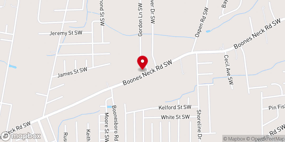 Map showing location of Boones Neck Baptist Church