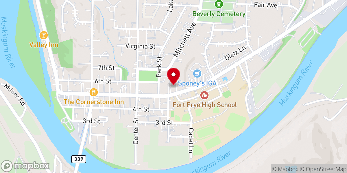 Map showing location of Beverly Baptist Church