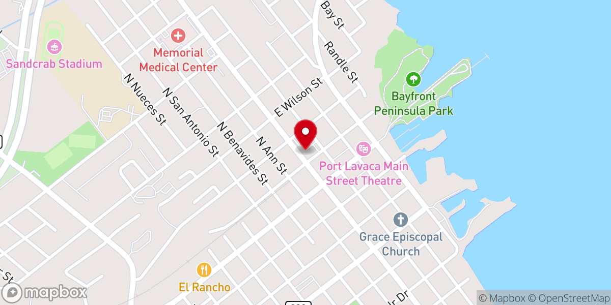 Map showing location of Port Lavaca Police Department