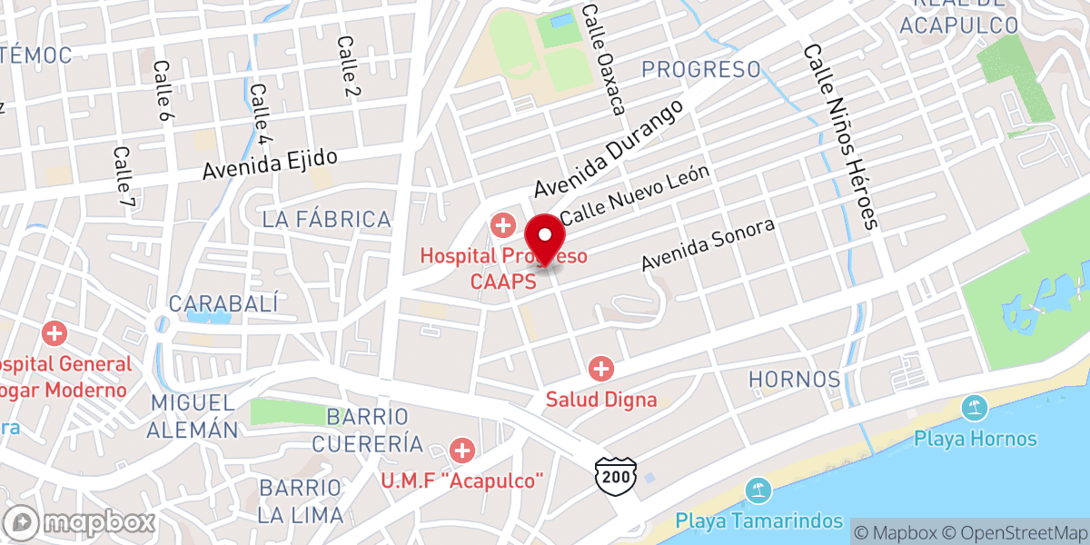 Map showing location of Centro Cristiano Acapulco internacional