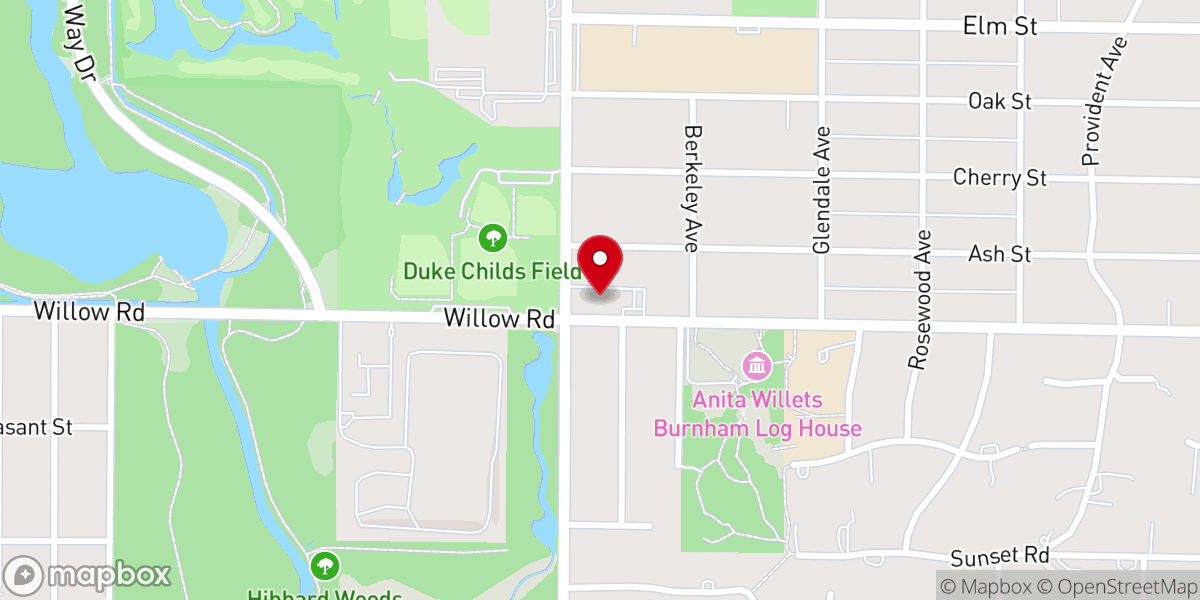 Map showing location of Winnetka Presbyterian Church