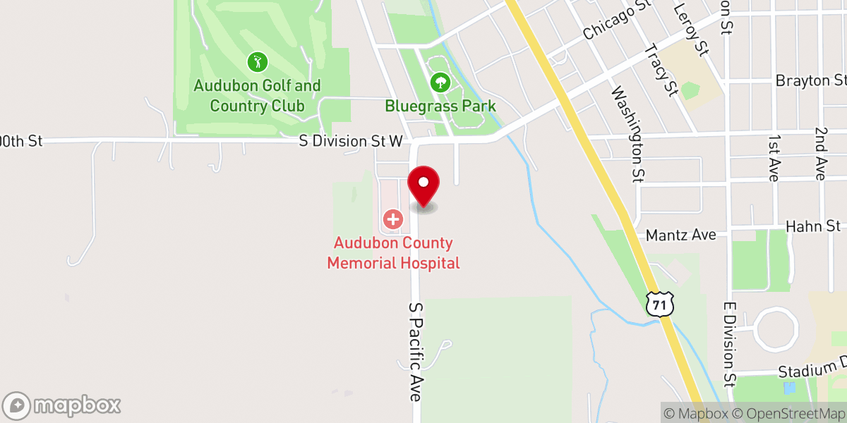 Map showing location of Audubon Assembly of God Church