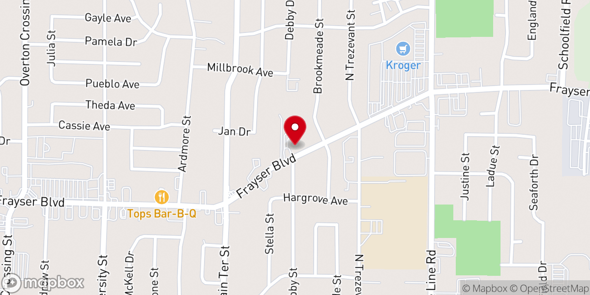 Map showing location of Faith United Methodist Church
