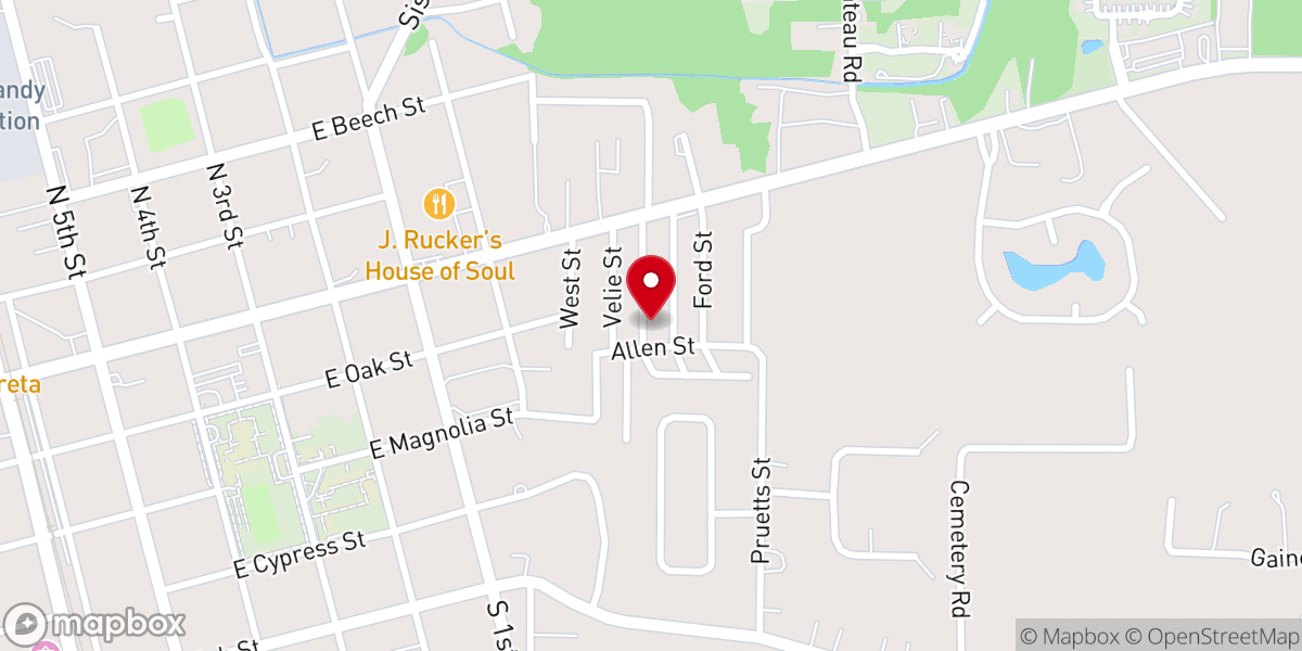 Map showing location of Eastside Baptist Church
